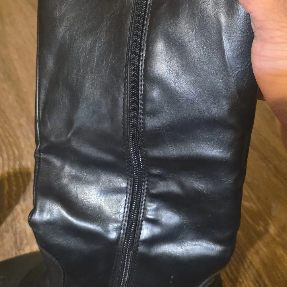 Black Leather Over the Knee Riding Boots Womens 11M - Picture 2 of 7